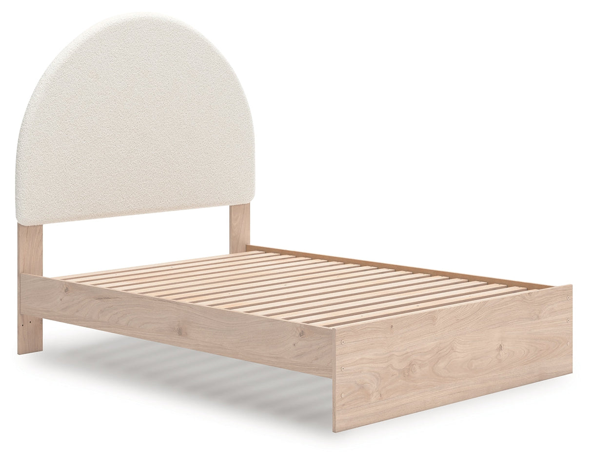 Arloster Tan/White Full Upholstered Platform Bed by Ashley at Eve Furniture
