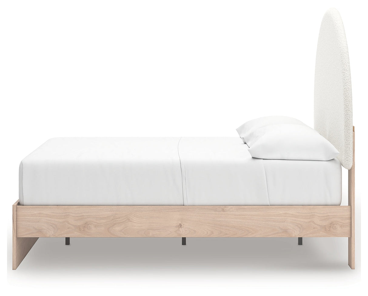 Arloster Tan/White Full Upholstered Platform Bed by Ashley at Eve Furniture