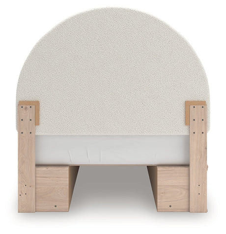 Arloster Tan/White Full Upholstered Platform Bed with Storage by Ashley at Eve Furniture