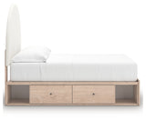 Arloster Tan/White Full Upholstered Platform Bed with Storage by Ashley at Eve Furniture