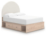 Arloster Tan/White Full Upholstered Platform Bed with Storage by Ashley at Eve Furniture