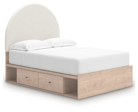 Arloster Tan/White Full Upholstered Platform Bed with Storage by Ashley at Eve Furniture