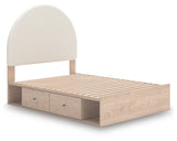 Arloster Tan/White Full Upholstered Platform Bed with Storage by Ashley at Eve Furniture