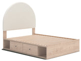 Arloster Tan/White Full Upholstered Platform Bed with Storage by Ashley at Eve Furniture