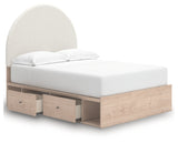 Arloster Tan/White Full Upholstered Platform Bed with Storage by Ashley at Eve Furniture