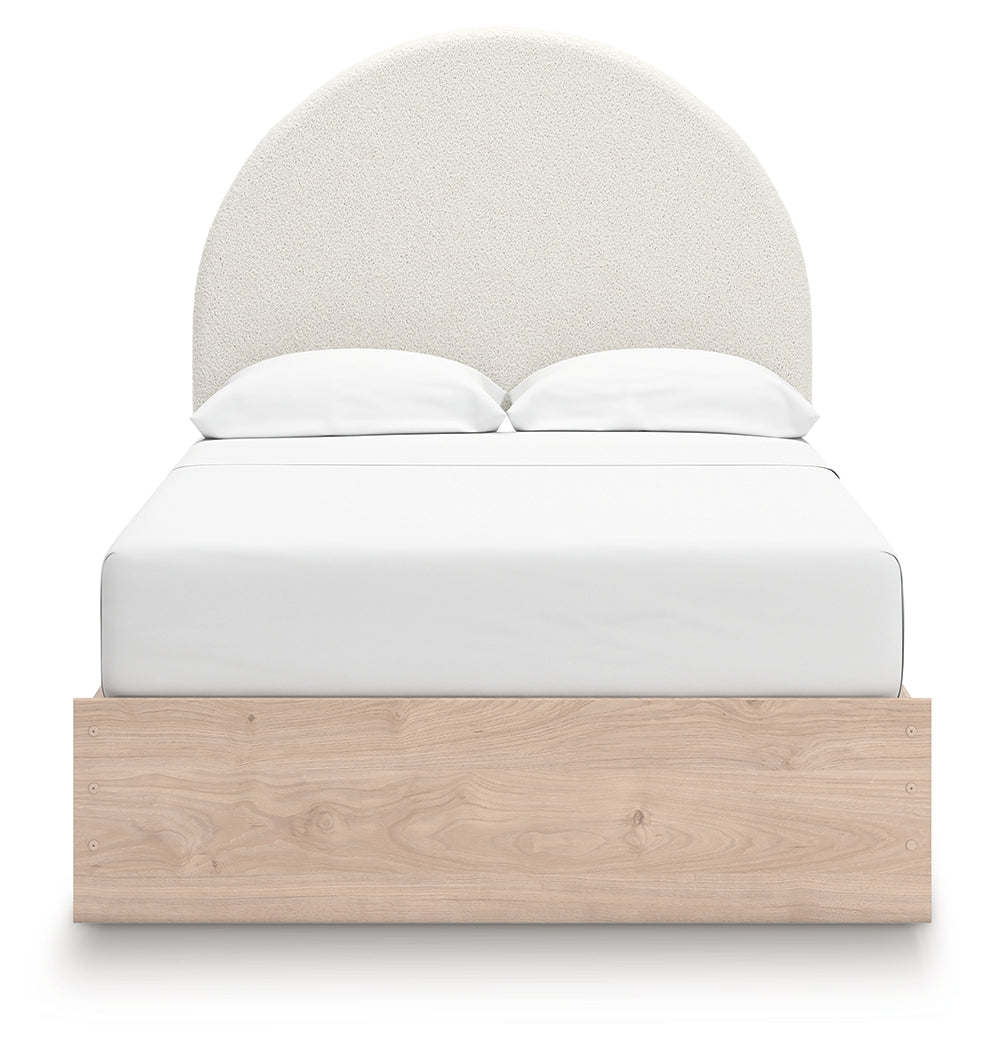 Arloster Tan/White Full Upholstered Platform Bed with Storage by Ashley at Eve Furniture