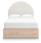 Arloster Tan/White Full Upholstered Platform Bed with Storage by Ashley at Eve Furniture