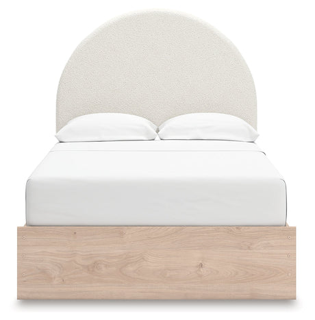 Arloster Tan/White Full Upholstered Platform Bed with Storage by Ashley at Eve Furniture