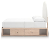 Arloster Tan/White Full Upholstered Platform Bed with Storage by Ashley at Eve Furniture