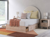 Arloster Tan/White Full Upholstered Platform Bed with Storage by Ashley at Eve Furniture