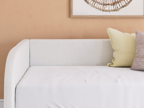 Arloster Tan/White Twin Upholstered Day Bed with Storage by Ashley at Eve Furniture