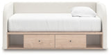 Arloster Tan/White Twin Upholstered Day Bed with Storage by Ashley at Eve Furniture