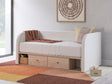 Arloster Tan/White Twin Upholstered Day Bed with Storage by Ashley at Eve Furniture
