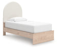 Arloster Tan/White Twin Upholstered Platform Bed by Ashley at Eve Furniture