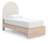 Arloster Tan/White Twin Upholstered Platform Bed by Ashley at Eve Furniture