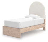 Arloster Tan/White Twin Upholstered Platform Bed by Ashley at Eve Furniture