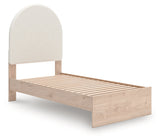 Arloster Tan/White Twin Upholstered Platform Bed by Ashley at Eve Furniture