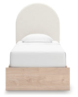 Arloster Tan/White Twin Upholstered Platform Bed by Ashley at Eve Furniture