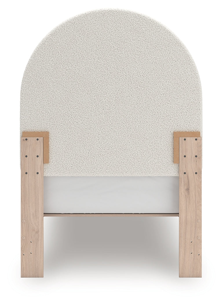 Arloster Tan/White Twin Upholstered Platform Bed by Ashley at Eve Furniture