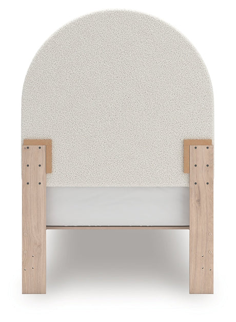 Arloster Tan/White Twin Upholstered Platform Bed by Ashley at Eve Furniture