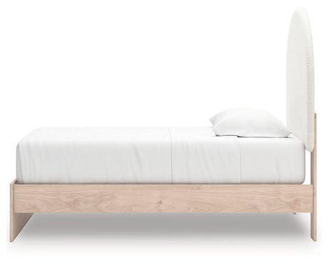 Arloster Tan/White Twin Upholstered Platform Bed by Ashley at Eve Furniture