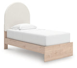 Arloster Tan/White Twin Upholstered Platform Bed by Ashley at Eve Furniture