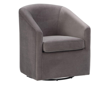 Arlo Fog Velvet Upholstered Swivel Barrel Chair by Steve Silver at Eve Furniture