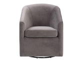 Arlo Fog Velvet Upholstered Swivel Barrel Chair by Steve Silver at Eve Furniture