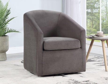 Arlo Fog Velvet Upholstered Swivel Barrel Chair by Steve Silver at Eve Furniture