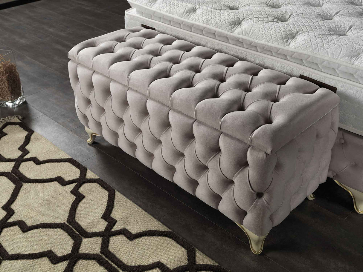 Armada Storage Bed With Headboard Cream by Furnia at Eve Furniture