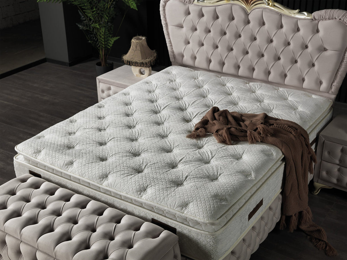 Armada Storage Bed With Headboard Cream by Furnia at Eve Furniture
