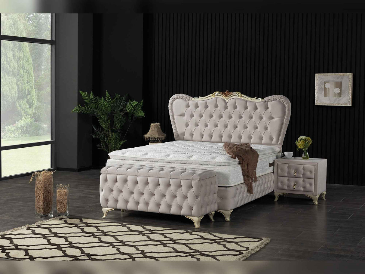 Armada Storage Bed With Headboard Cream by Furnia at Eve Furniture