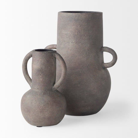 Armani Brown-Gray Double Ear Ceramic Vase by Mercana at Eve Furniture