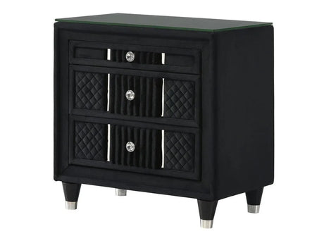 Armany Black Nightstand by Crown Mark at Eve Furniture