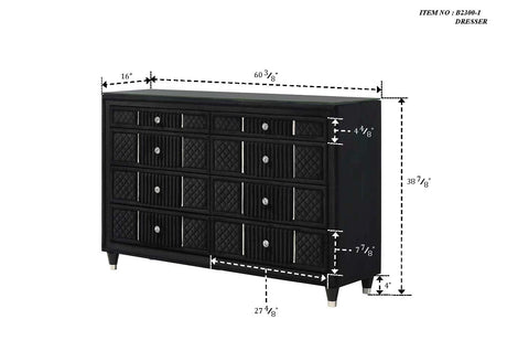 Armany Black Upholstered Wingback Panel Bedroom Set by Crown Mark at Eve Furniture
