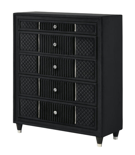 Armany Black Upholstered Wingback Panel Bedroom Set by Crown Mark at Eve Furniture