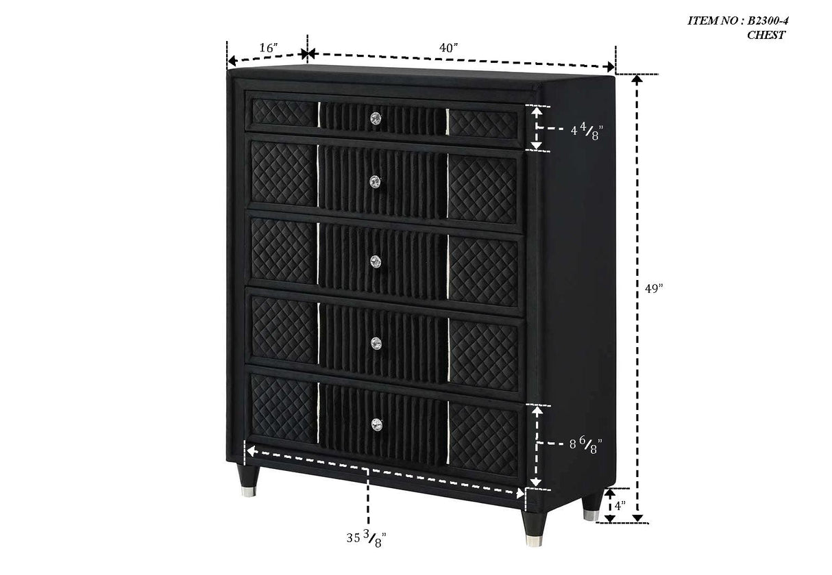 Armany Black Upholstered Wingback Panel Bedroom Set by Crown Mark at Eve Furniture