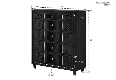 Armany Black Upholstered Wingback Panel Bedroom Set by Crown Mark at Eve Furniture