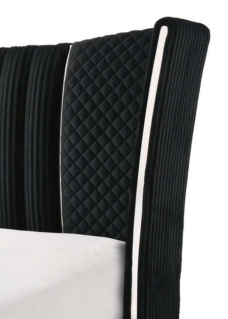 Armany Black Upholstered Wingback Panel Bedroom Set by Crown Mark at Eve Furniture