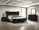 Armany Black Upholstered Wingback Panel Bedroom Set by Crown Mark at Eve Furniture