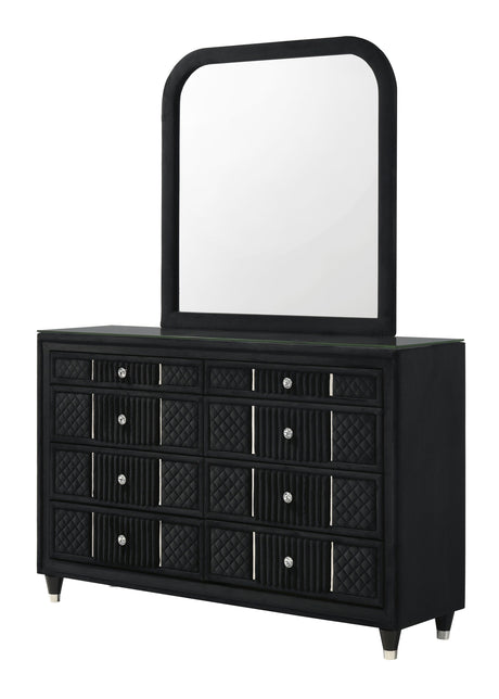 Armany Black Upholstered Wingback Panel Bedroom Set by Crown Mark at Eve Furniture