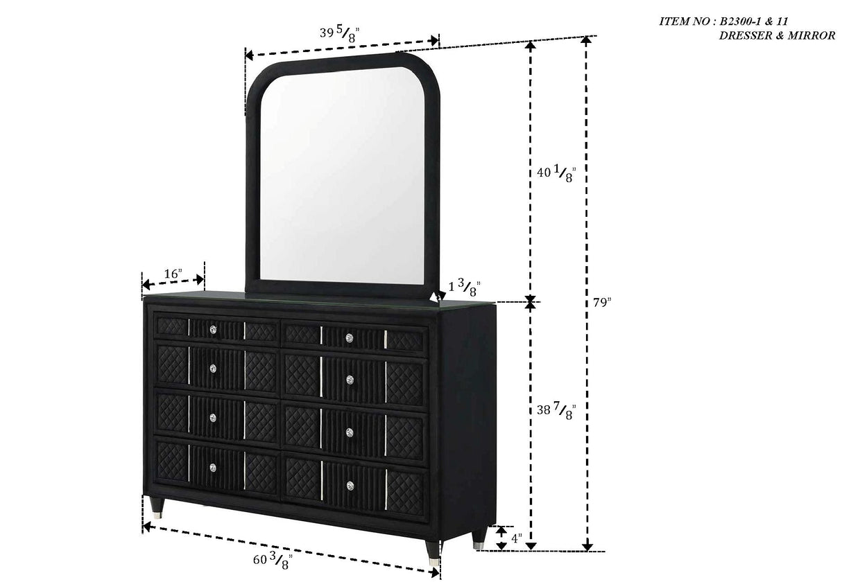 Armany Black Upholstered Wingback Panel Bedroom Set by Crown Mark at Eve Furniture