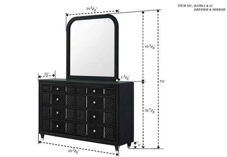 Armany Black Upholstered Wingback Panel Bedroom Set by Crown Mark at Eve Furniture