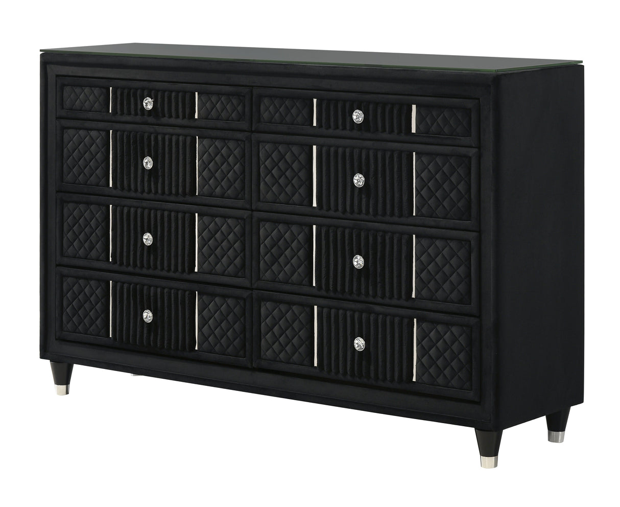 Armany Black Upholstered Wingback Panel Bedroom Set by Crown Mark at Eve Furniture