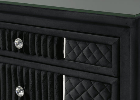 Armany Black Upholstered Wingback Panel Bedroom Set by Crownmark at Eve Furniture