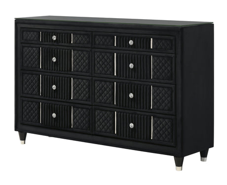 Armany Black Upholstered Wingback Panel Bedroom Set by Crownmark at Eve Furniture
