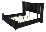 Armany Black Upholstered Wingback Panel King Bed by Crown Mark at Eve Furniture