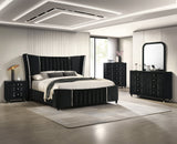 Armany Black Upholstered Wingback Panel King Bed by Crown Mark at Eve Furniture