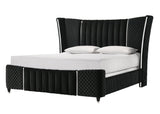 Armany Black Upholstered Wingback Panel King Bed by Crown Mark at Eve Furniture
