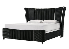 Armany Black Upholstered Wingback Panel King Bed by Crown Mark at Eve Furniture